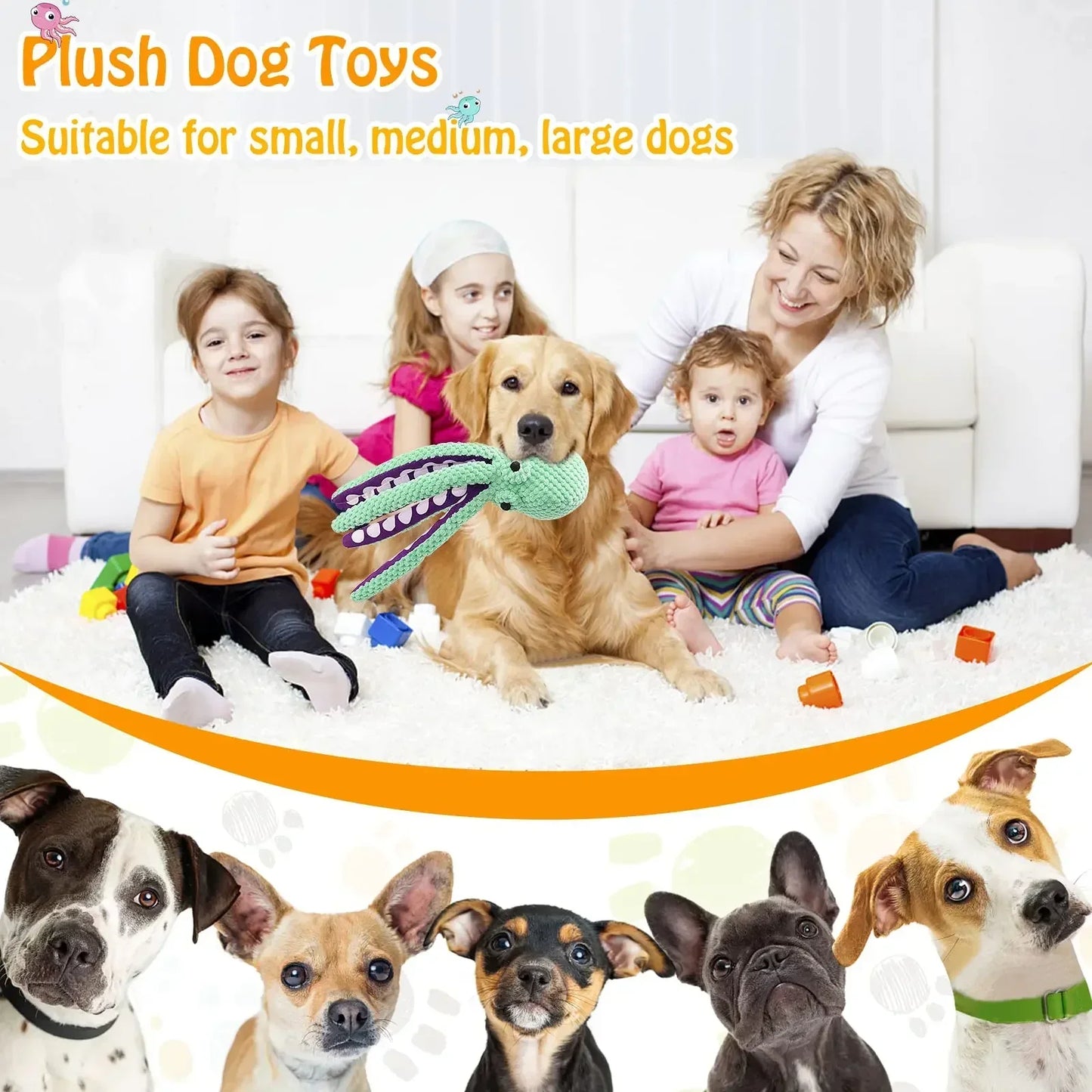 Pet Plush Toy Cat Dog Voice Octopus Shell Puzzle Toy Bite Resistant