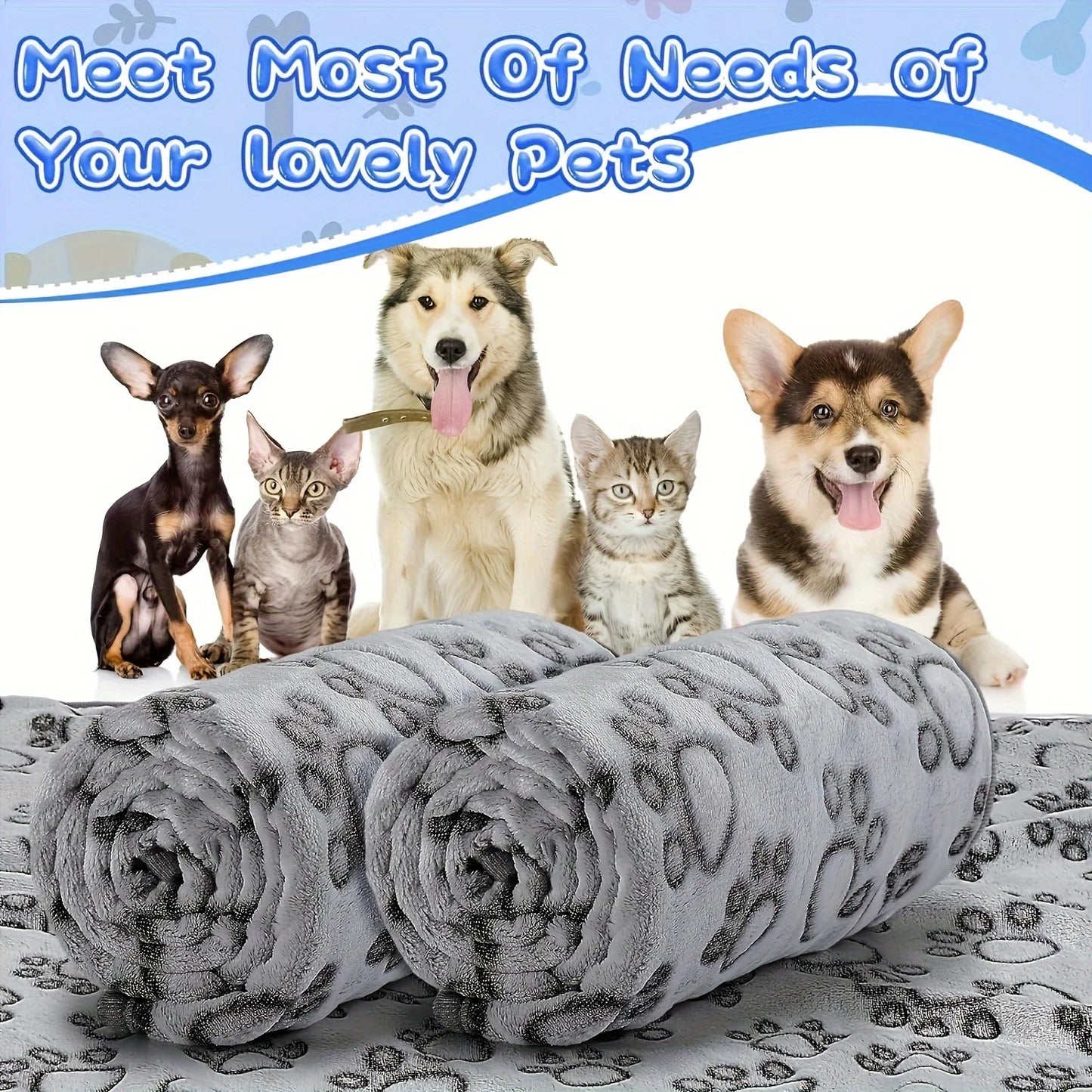 Soft Fluffy High Quality Pet Blanket Cute Cartoon Pattern Pet Mat Warm