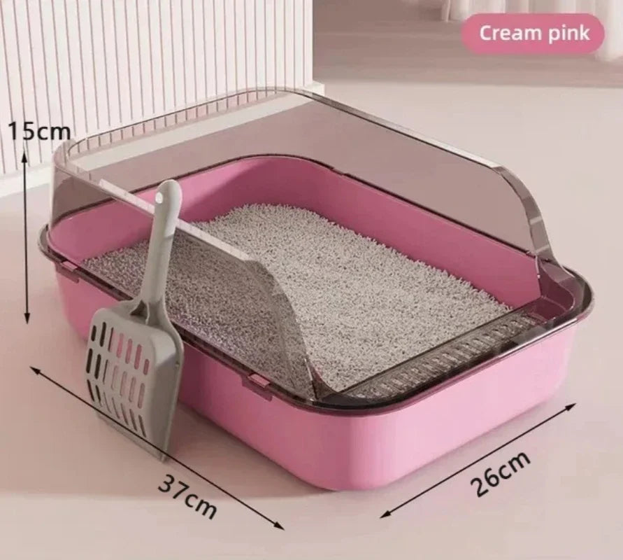 Kitty Sandbox Cat Litter Box Semi-enclosed Splashproof Cat Tray Cat