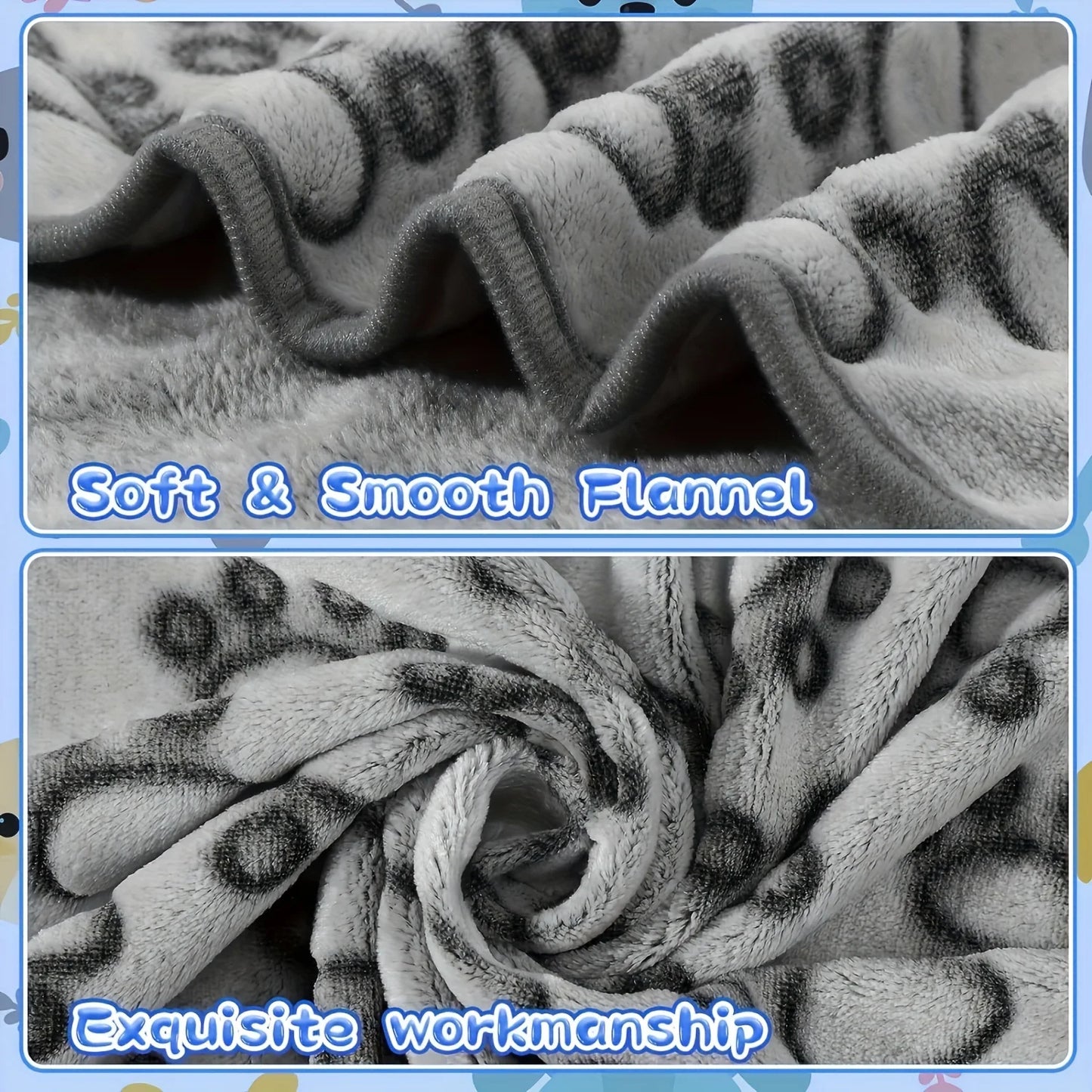 Soft Fluffy High Quality Pet Blanket Cute Cartoon Pattern Pet Mat Warm