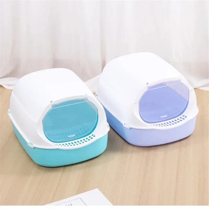 Kitty Sandbox Cat Litter Box Semi-enclosed Splashproof Cat Tray Cat