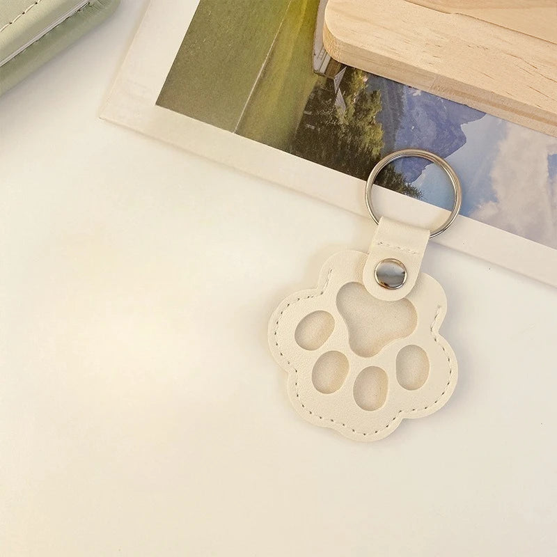 1PC  Leather pet hair storage bag, cat paw keychain, multifunctional
