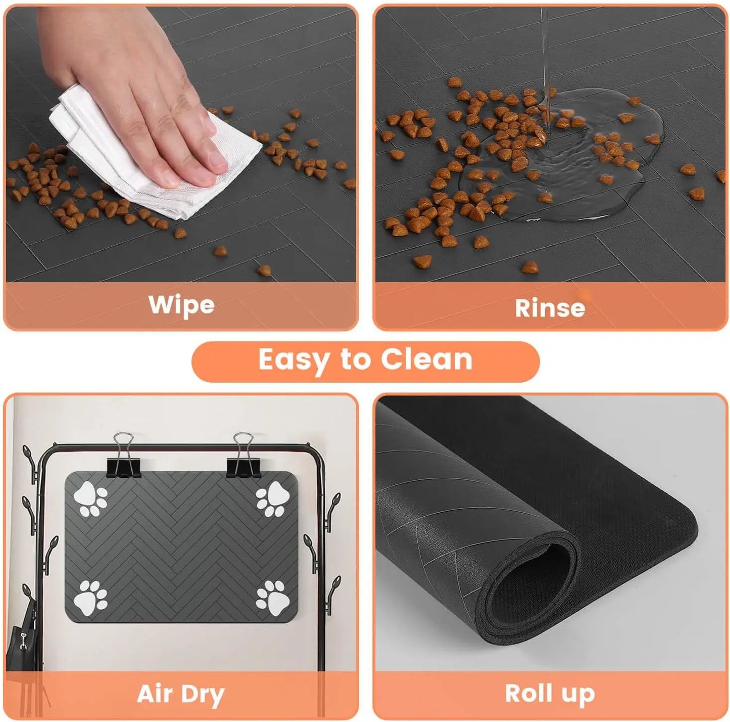 Pet Feeding Mat-Absorbent Pet Placemat for Food and Water Bowl, with