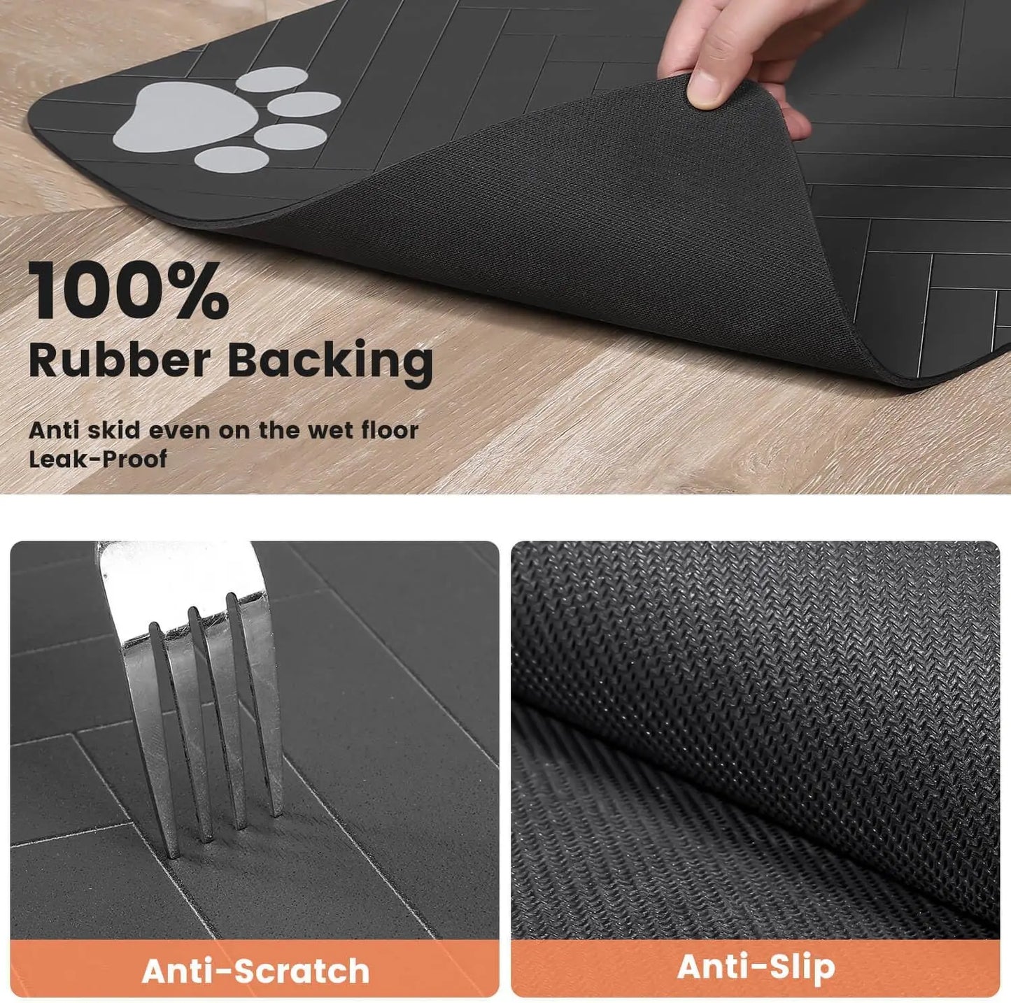 Pet Feeding Mat-Absorbent Pet Placemat for Food and Water Bowl, with