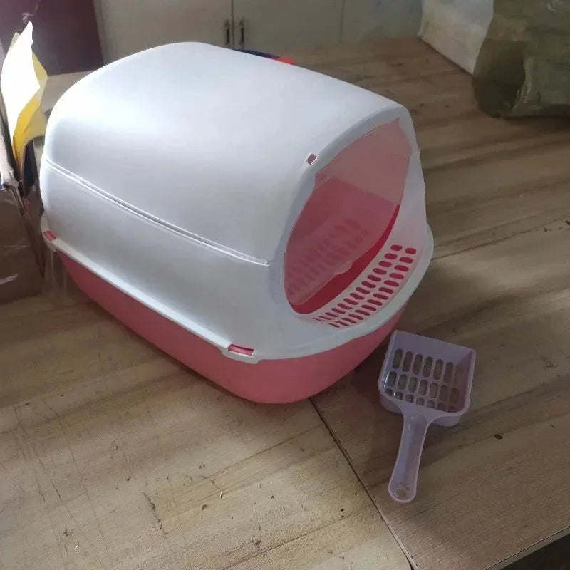 Kitty Sandbox Cat Litter Box Semi-enclosed Splashproof Cat Tray Cat