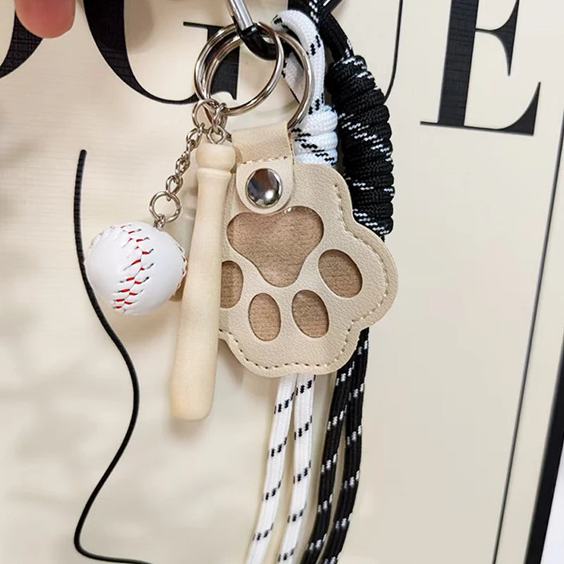 1PC  Leather pet hair storage bag, cat paw keychain, multifunctional