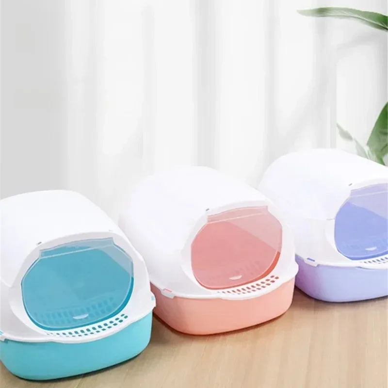 Kitty Sandbox Cat Litter Box Semi-enclosed Splashproof Cat Tray Cat