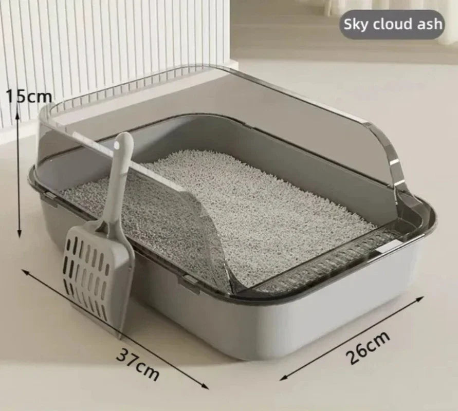 Kitty Sandbox Cat Litter Box Semi-enclosed Splashproof Cat Tray Cat