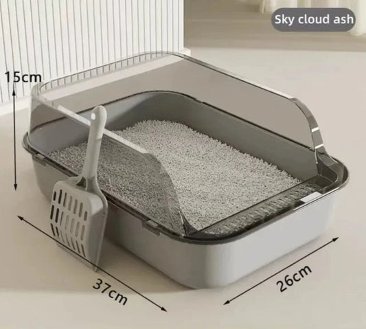 Kitty Sandbox Cat Litter Box Semi-enclosed Splashproof Cat Tray Cat