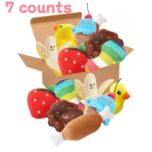 A 7-piece set of puppy sound toys, loose plush pet chewing, plush