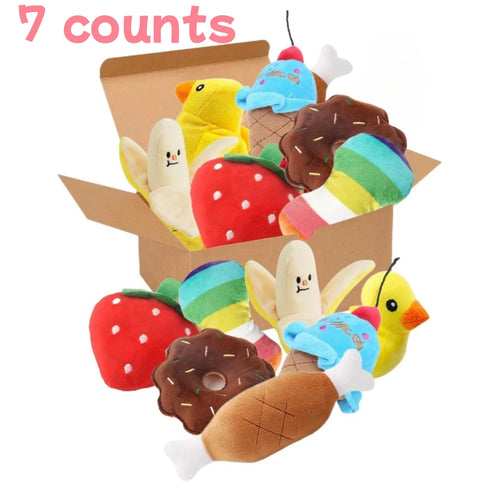 A 7-piece set of puppy sound toys, loose plush pet chewing, plush
