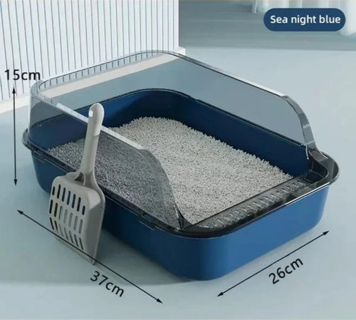 Kitty Sandbox Cat Litter Box Semi-enclosed Splashproof Cat Tray Cat